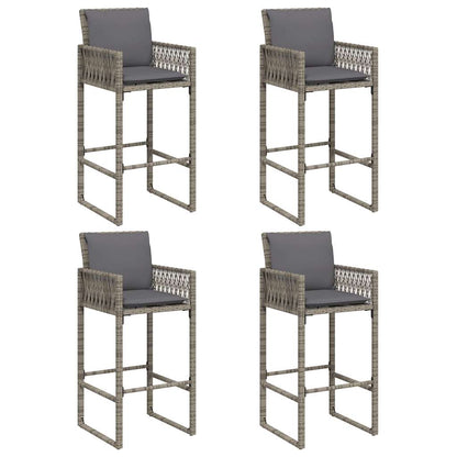 5-delige Tuinbarset met kussens poly rattan acacia grijs