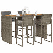 Tuinbarset 5-delig poly rattan acacia grijs