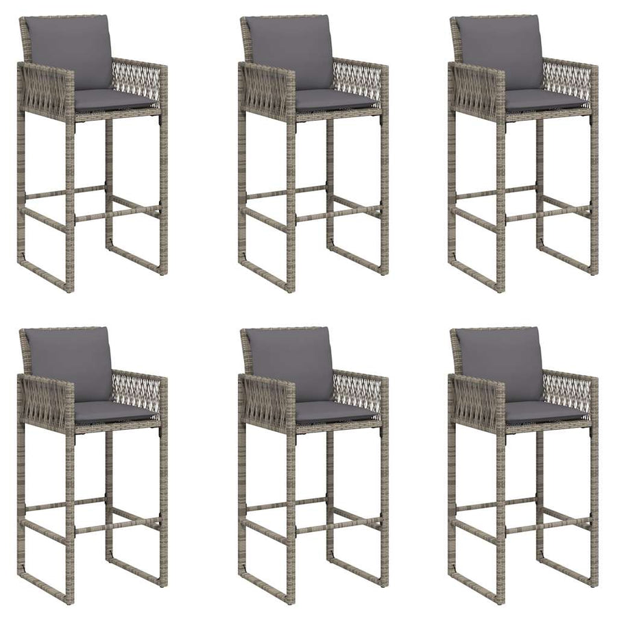 7-delige Tuinbarset met kussens poly rattan acacia grijs