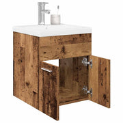 Wastafelkast met wasbak en kraan oud hout 41x38,5x46 cm