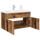 Wastafelkast 80x38.5x46 cm oud houtkleurig met wasbak en kraan