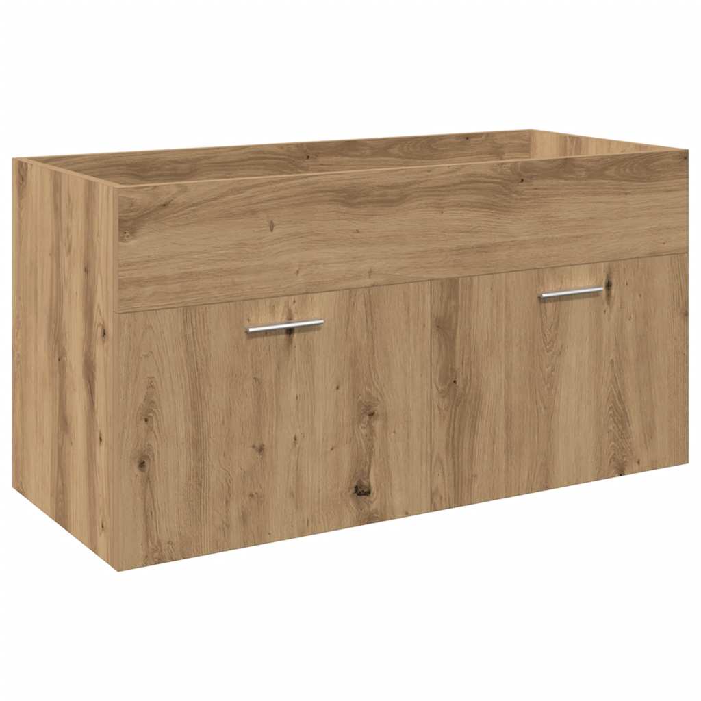Wastafelkast met ingebouwde wasbak hout artisanaal eiken