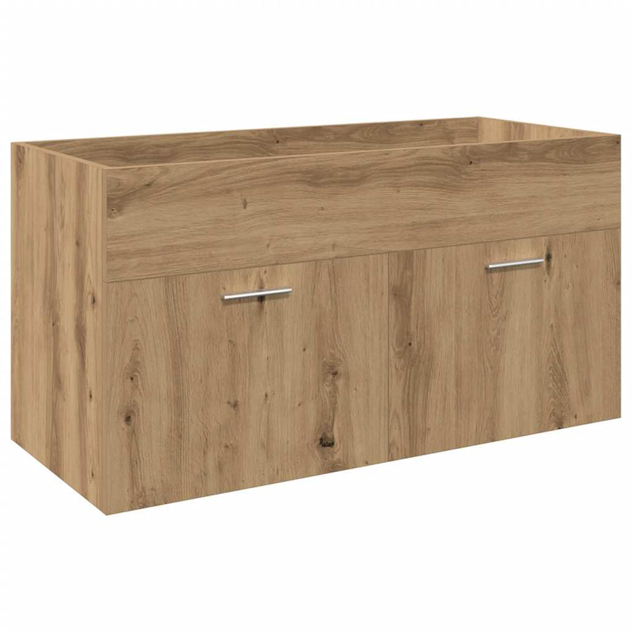 Wastafelkast met ingebouwde wasbak hout artisanaal eiken