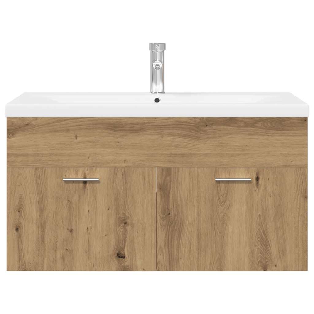 Wastafelkast met ingebouwde wasbak hout artisanaal eiken