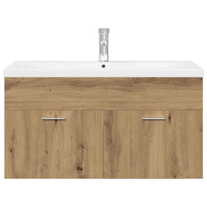 Wastafelkast met ingebouwde wasbak hout artisanaal eiken