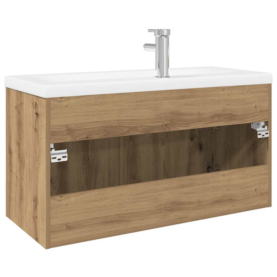 Wastafelkast met ingebouwde wasbak hout artisanaal eiken