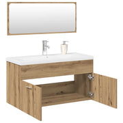 Badkamermeubelset 3-delig bewerkt hout artisan eiken 90x38.5x46 cm