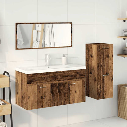 4-delige Badkamermeubelset bewerkt hout oud houtkleurig