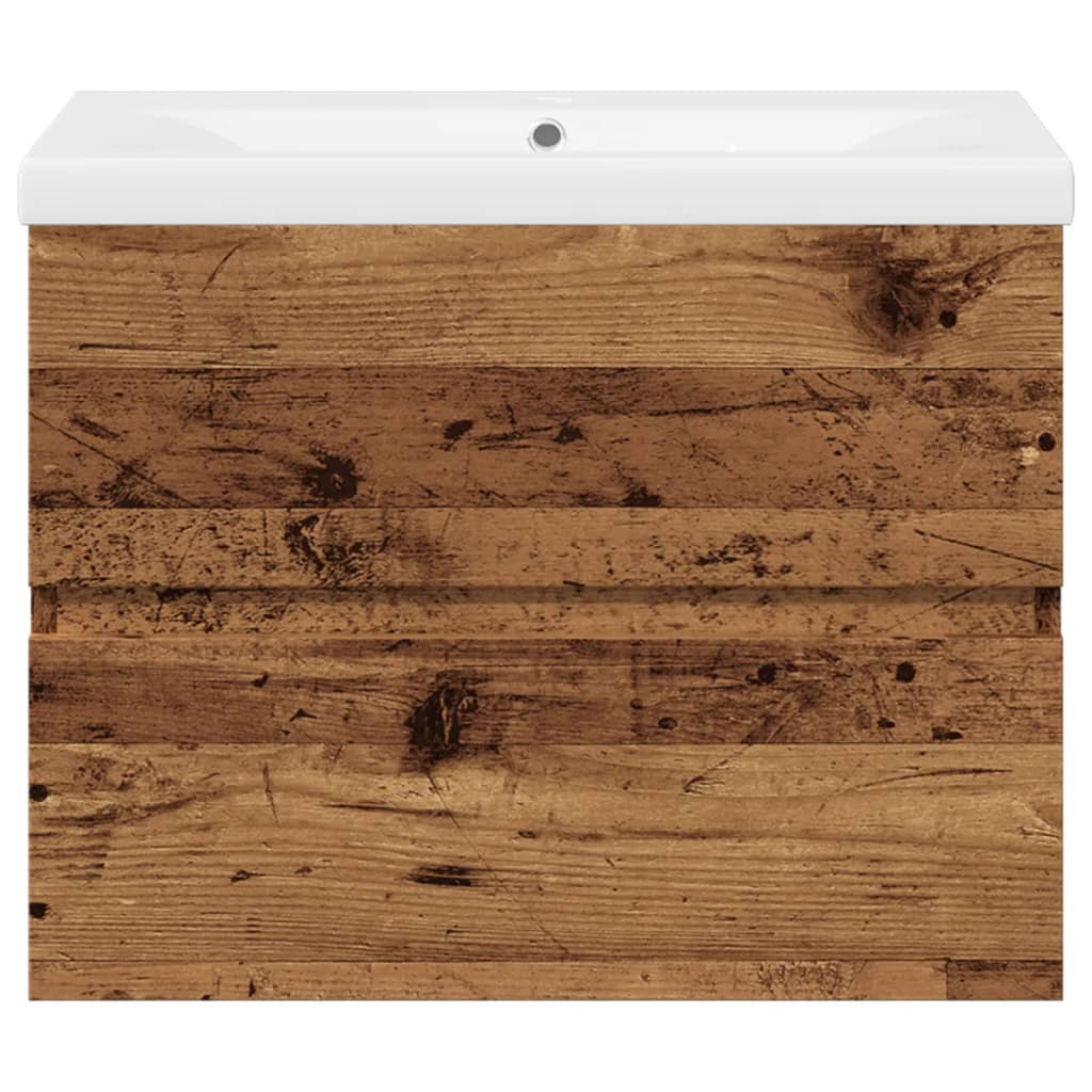 Wastafelkast met ingebouwde wastafel 61x39,5x49 cm oud hout