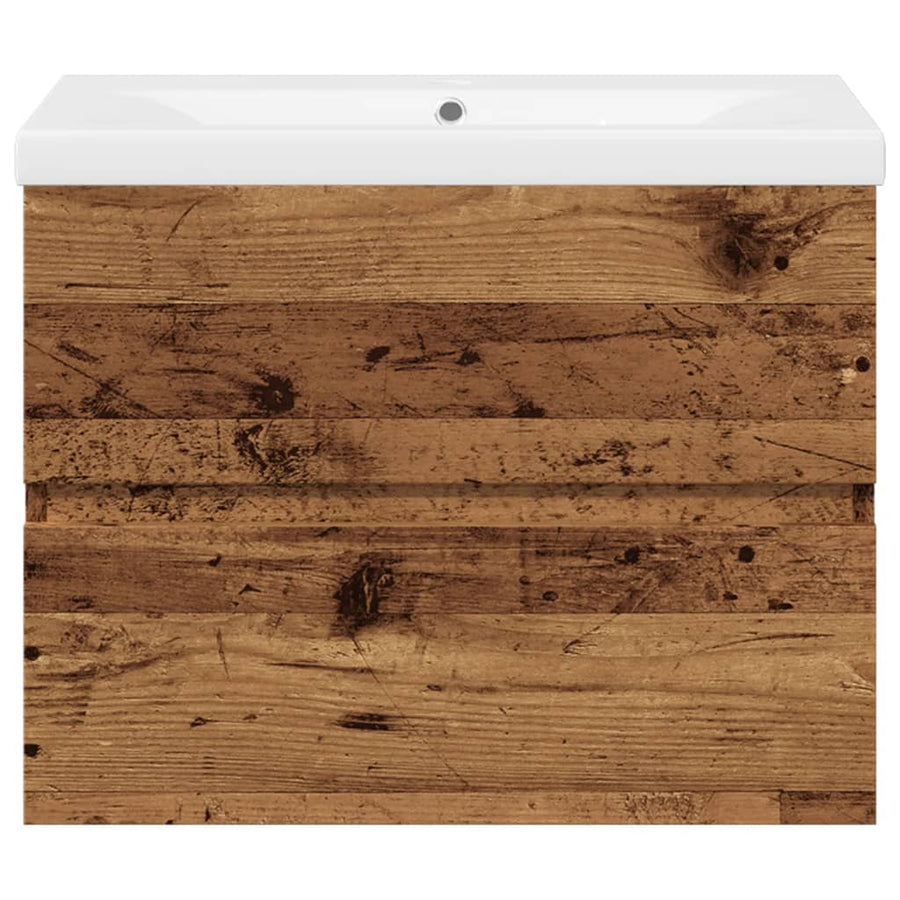 Wastafelkast met ingebouwde wastafel 61x39,5x49 cm oud hout