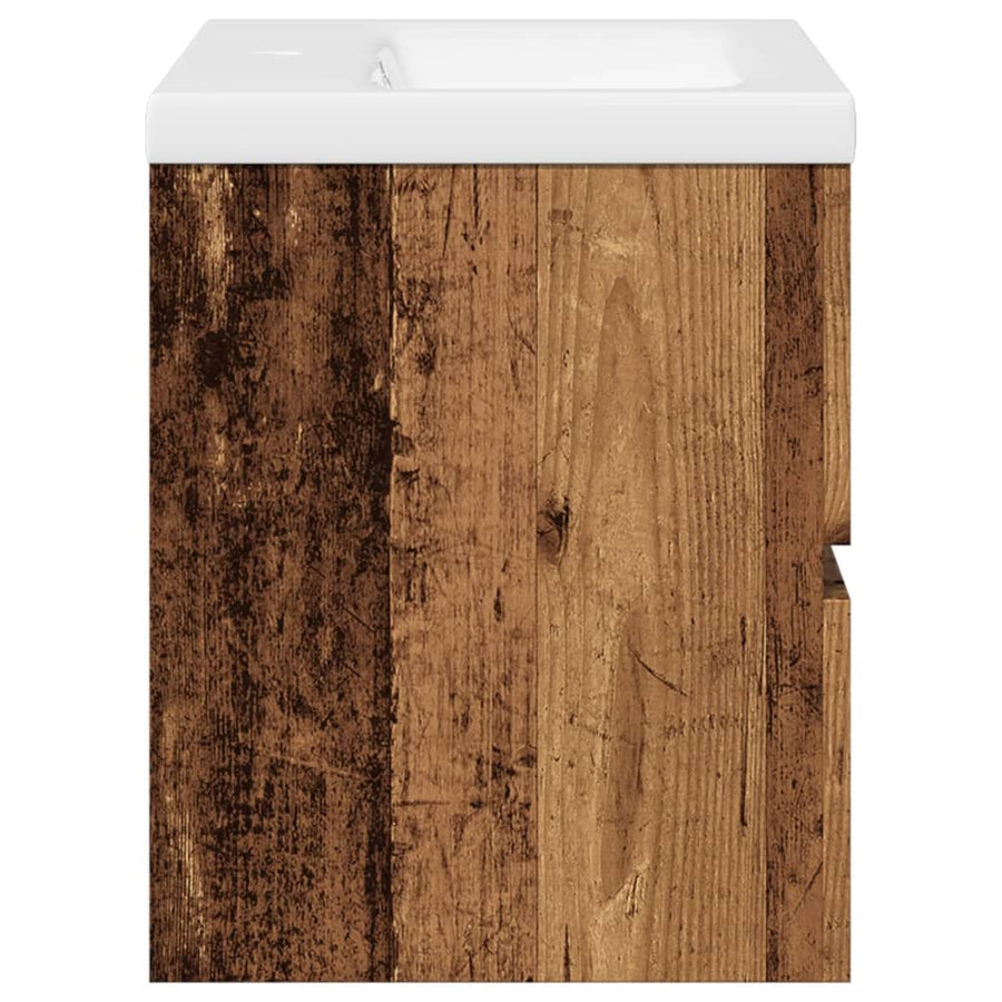 Wastafelkast met ingebouwde wastafel 61x39,5x49 cm oud hout