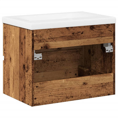 Wastafelkast met ingebouwde wastafel 61x39,5x49 cm oud hout
