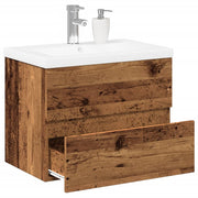 Washbasin cabinet with integrated sink, old wood-colored