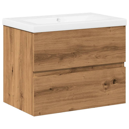 Wastafelkast ingebouwde wastafel 61x39,5x49 cm artisanaal eiken