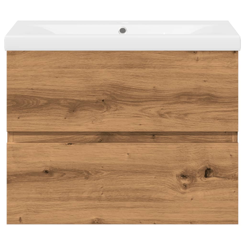 Wastafelkast ingebouwde wastafel 61x39,5x49 cm artisanaal eiken