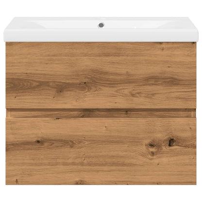 Wastafelkast ingebouwde wastafel 61x39,5x49 cm artisanaal eiken