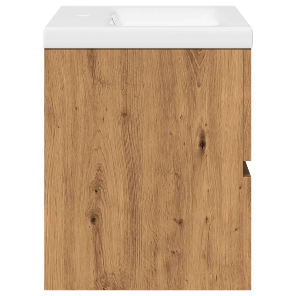 Wastafelkast ingebouwde wastafel 61x39,5x49 cm artisanaal eiken