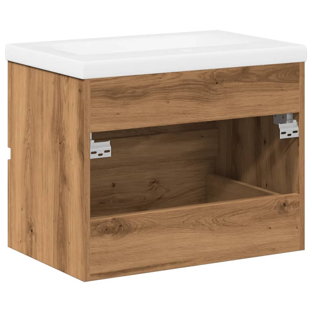 Wastafelkast ingebouwde wastafel 61x39,5x49 cm artisanaal eiken