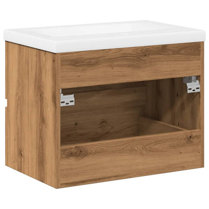 Wastafelkast ingebouwde wastafel 61x39,5x49 cm artisanaal eiken