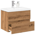 Wastafelkast met wasbak 61x39,5x49 cm artisanaal eiken