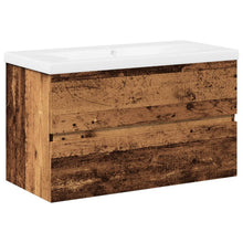 Wastafelkast met ingebouwde wastafel 81x39,5x49 cm oud hout