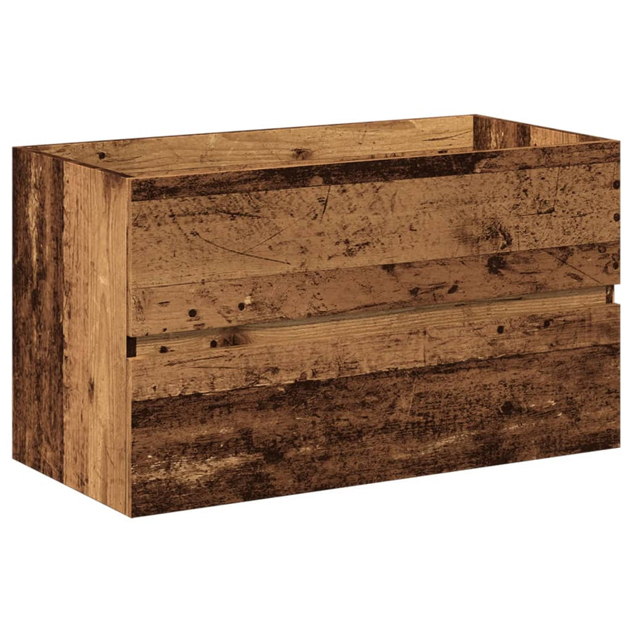 Wastafelkast met ingebouwde wastafel 81x39,5x49 cm oud hout