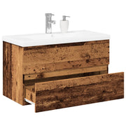Wastafelkast met wasbak 81x39,5x49 cm oud hout