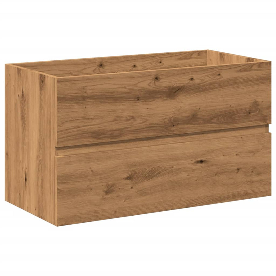 Wastafelkast ingebouwde wastafel 81x39,5x49 cm artisanaal eiken