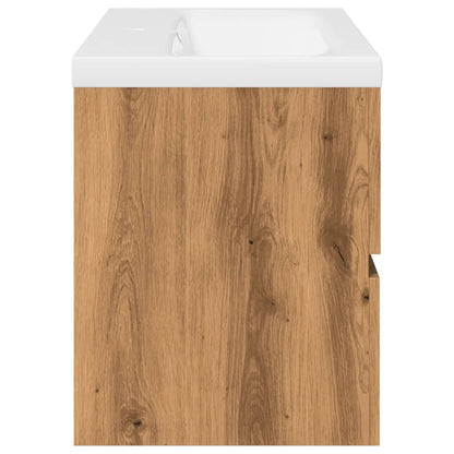 Wastafelkast ingebouwde wastafel 81x39,5x49 cm artisanaal eiken