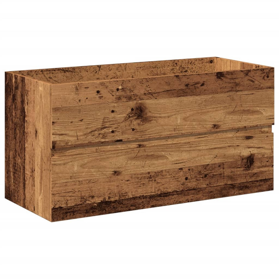Wastafelkast met ingebouwde wastafel 91x39,5x49 cm oud hout