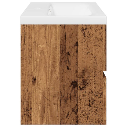 Wastafelkast met ingebouwde wastafel 91x39,5x49 cm oud hout