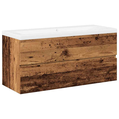 Wastafelkast met ingebouwde wastafel 101x39,5x49 cm oud hout