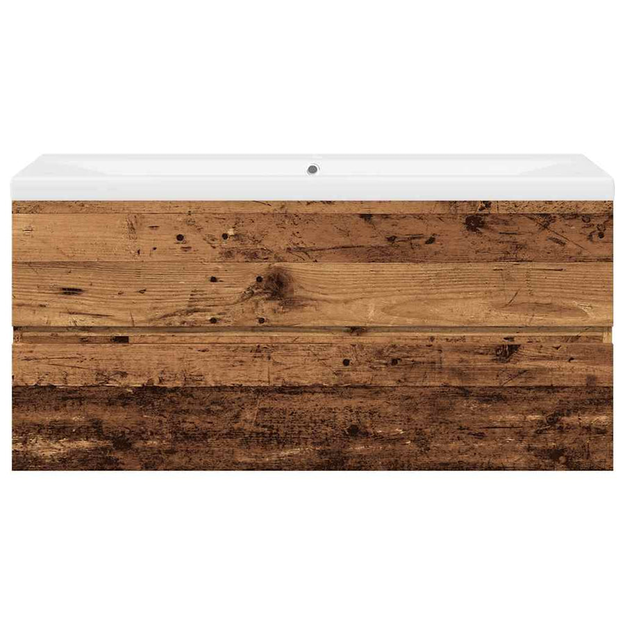 Wastafelkast met ingebouwde wastafel 101x39,5x49 cm oud hout