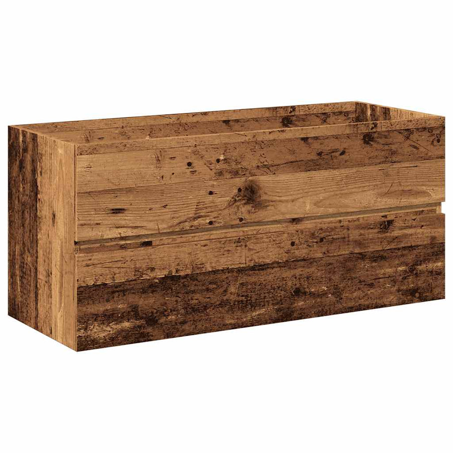 Wastafelkast met ingebouwde wastafel 101x39,5x49 cm oud hout