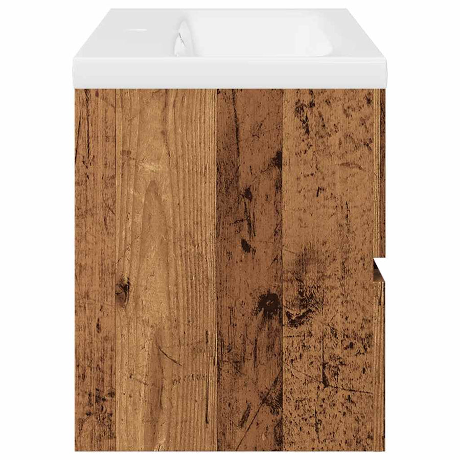 Wastafelkast met ingebouwde wastafel 101x39,5x49 cm oud hout