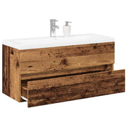 Wastafelkast met wasbak 101x39,5x49 cm oud hout