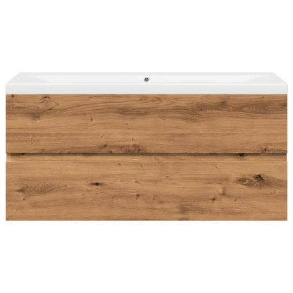 Wastafelkast ingebouwde wastafel 101x39,5x49cm artisanaal eiken