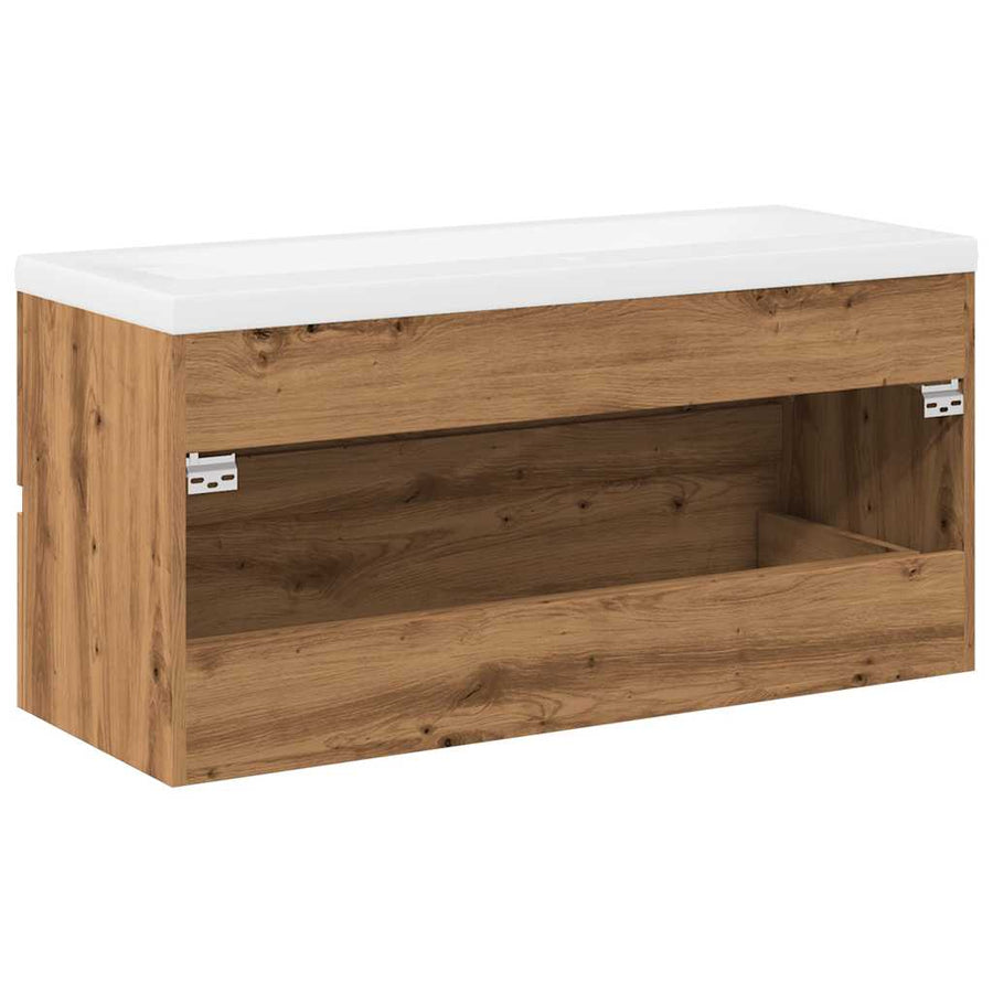 Wastafelkast ingebouwde wastafel 101x39,5x49cm artisanaal eiken