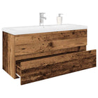 Washbasin cabinet with integrated sink and tap, old wood-look
