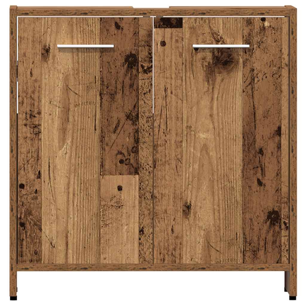 4-delige Badkamermeubelset bewerkt hout oud houtkleurig