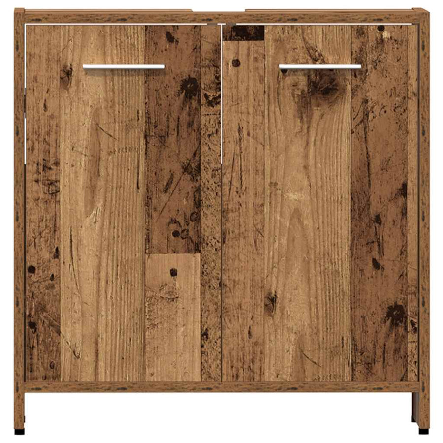 4-delige Badkamermeubelset bewerkt hout oud houtkleurig