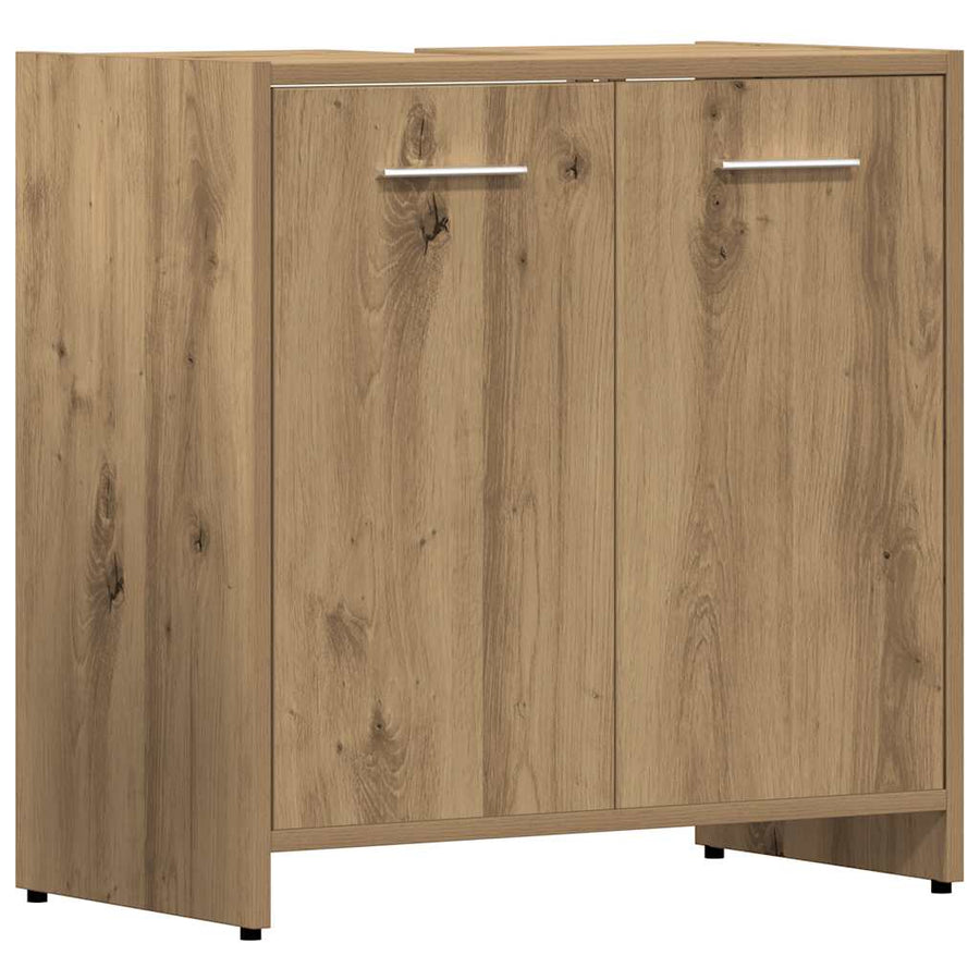 4-delige Badkamermeubelset bewerkt hout artisanaal eikenkleur