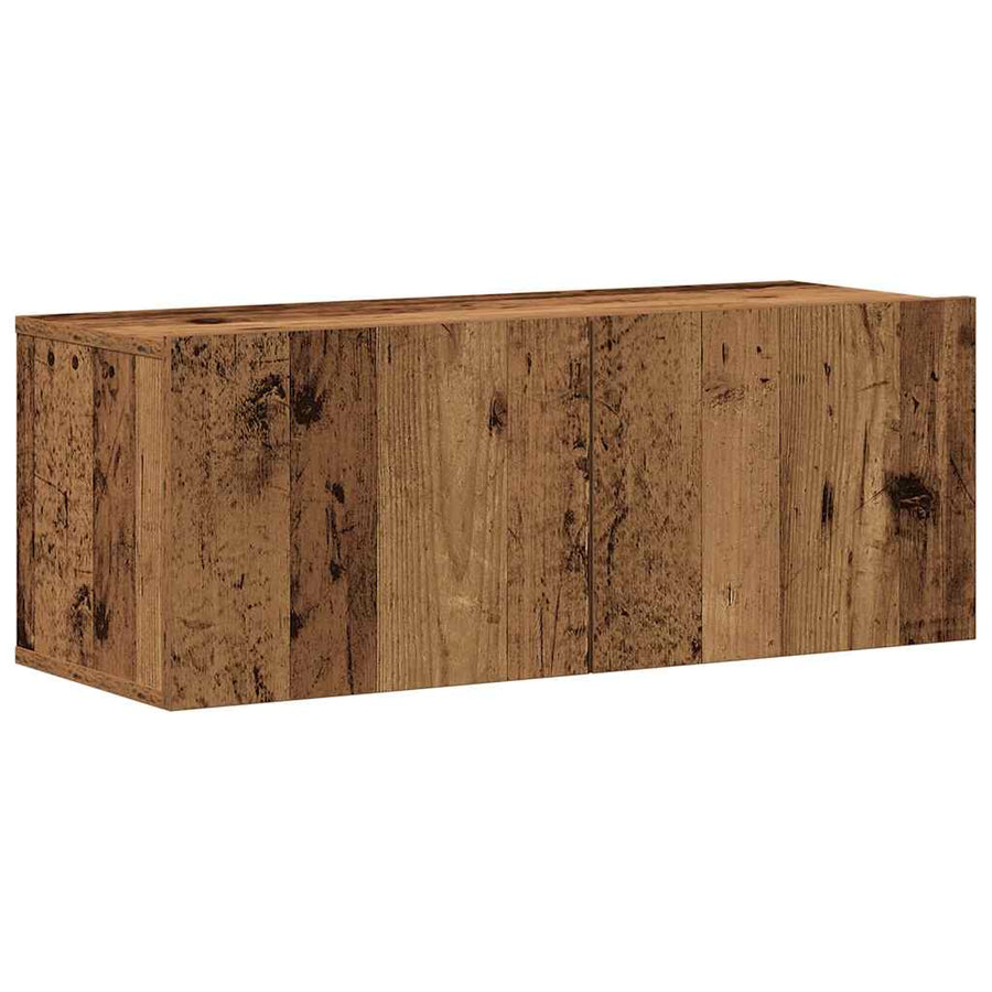 Tv-wandkasten 4 st bewerkt hout oud houtkleurig