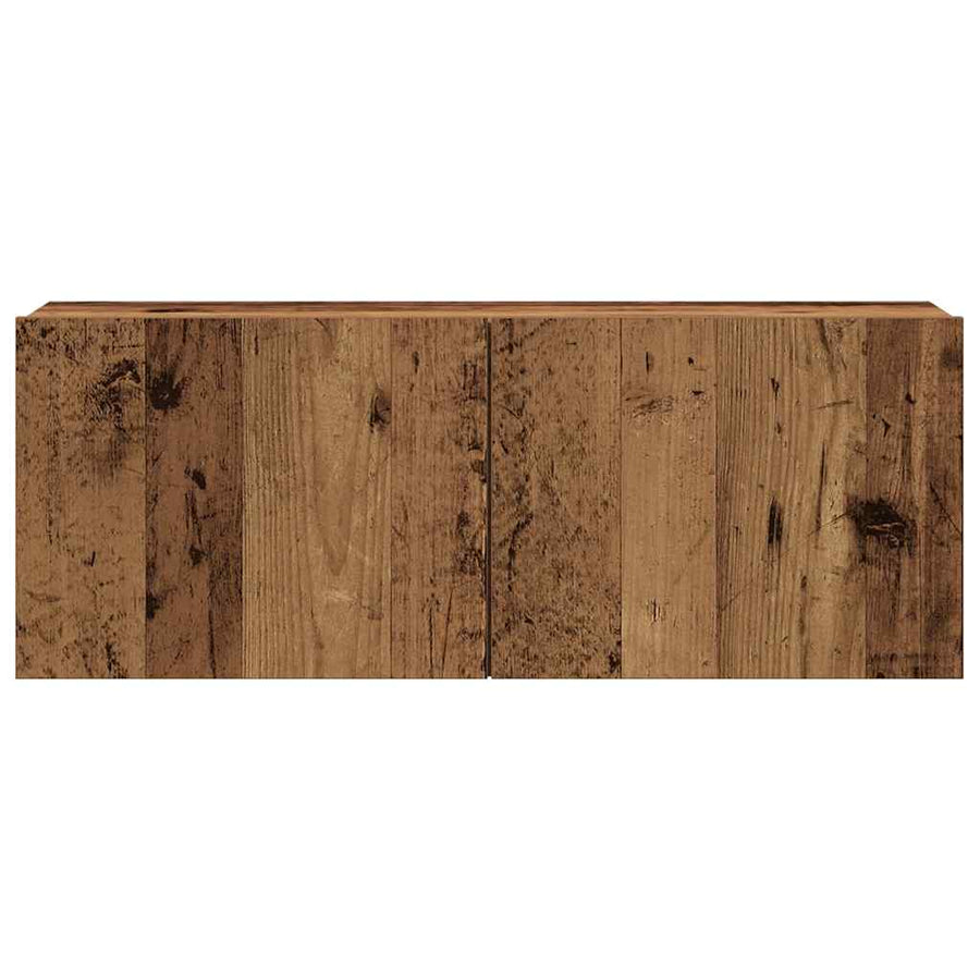 Tv-wandkasten 4 st bewerkt hout oud houtkleurig