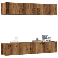 Tv-wandkasten 4 st bewerkt hout oud houtkleurig
