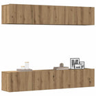 Tv-wandkasten 4 st bewerkt hout eikenkleurig 80x30x30 cm