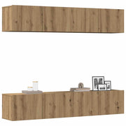 Tv-wandkasten 4 st bewerkt hout eikenkleurig 80x30x30 cm