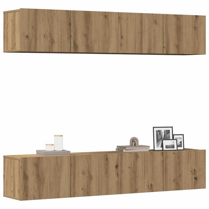Tv-wandkasten 4 st bewerkt hout artisanaal eikenkleurig