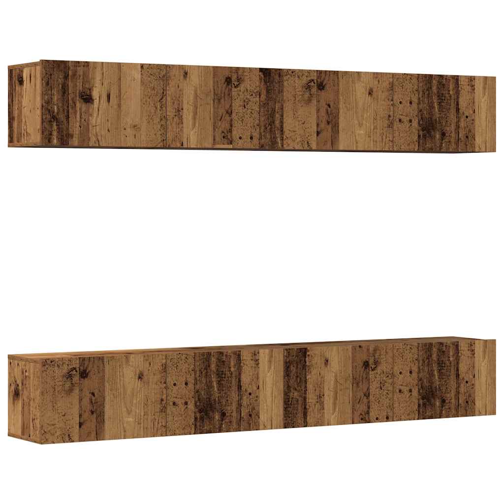 4-delige wand-tv-meubelset van oud hout, 100x30x30 cm