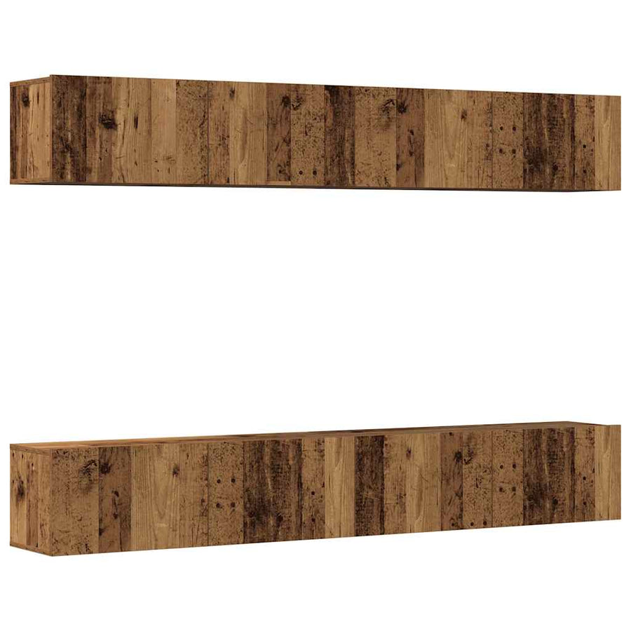 4-delige wand-tv-meubelset van oud hout, 100x30x30 cm